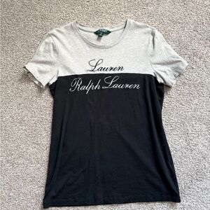 Ralph Lauren Women's Gray and Black Short Sleeve Tee